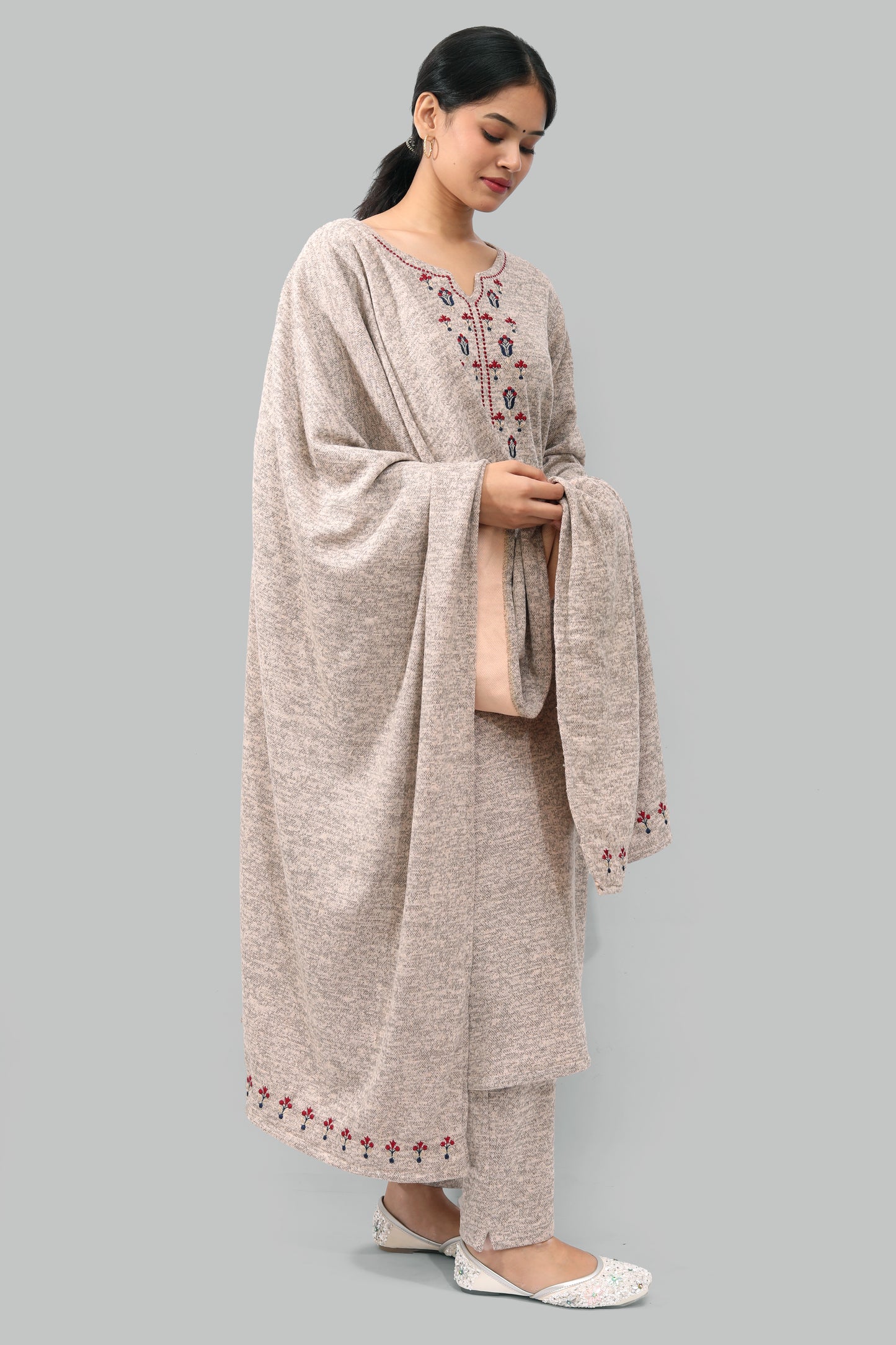 Ada Fashions Skin Karachi Embroidery Pant Set With Stole