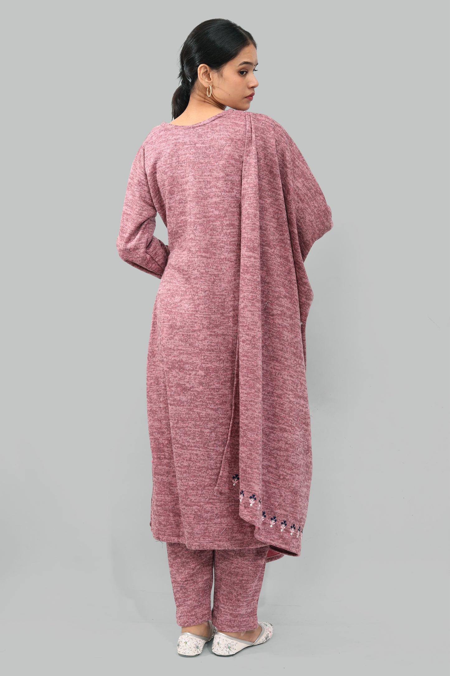 Ada Fashions Light Wine Karachi Embroidery Pant Set With Stole
