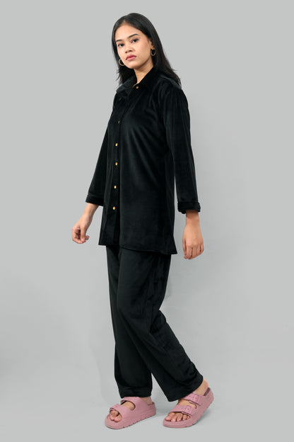 Ada Fashions Black Double Lined Velvet Co-Ord Set